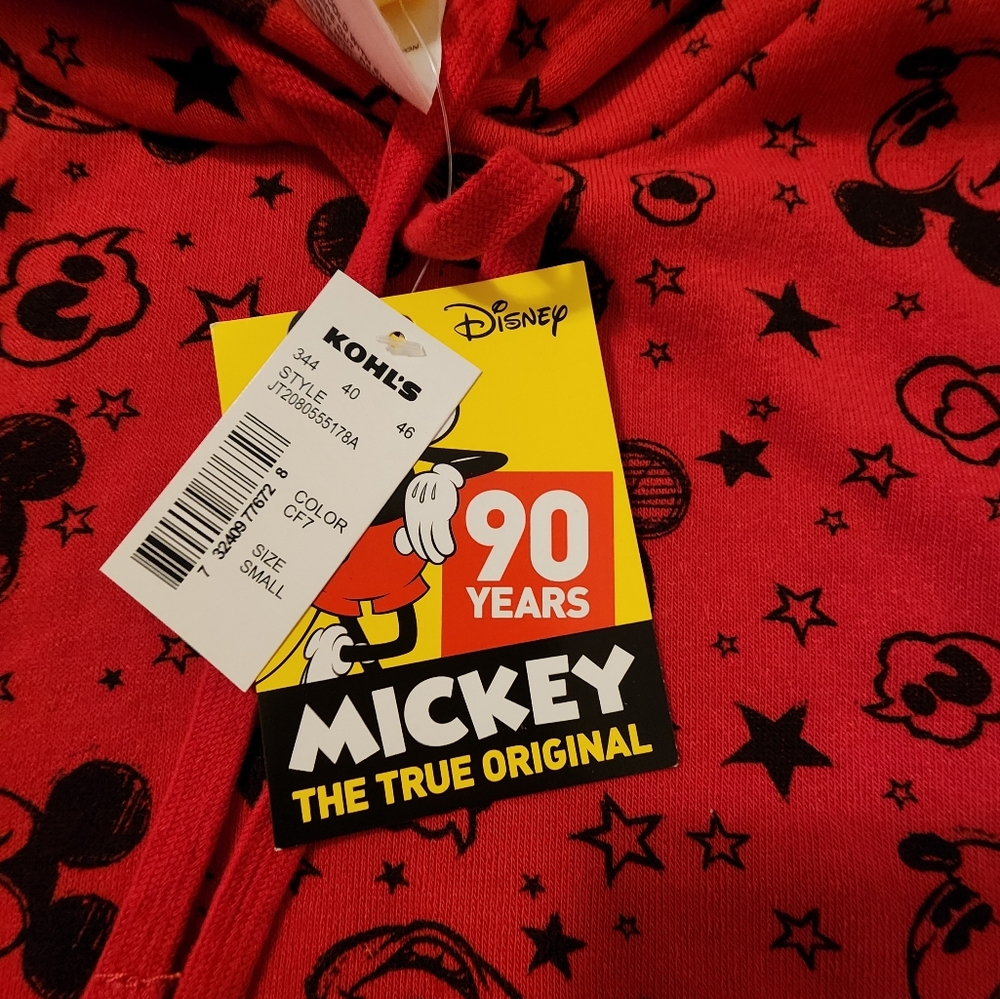 Disney 90 Years of Mickey Red and Black Mickey Mouse Hoodie. Size Small. Womens - Picture 3 of 11
